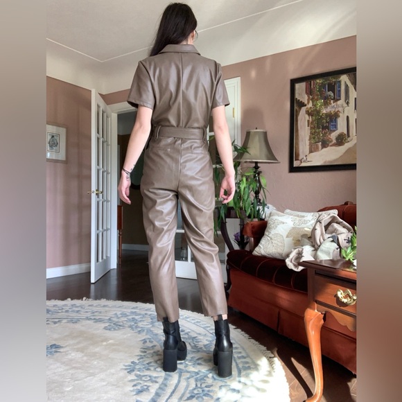 NWOT 7 for All Mankind Vegan Leather Jumpsuit - Picture 9 of 16
